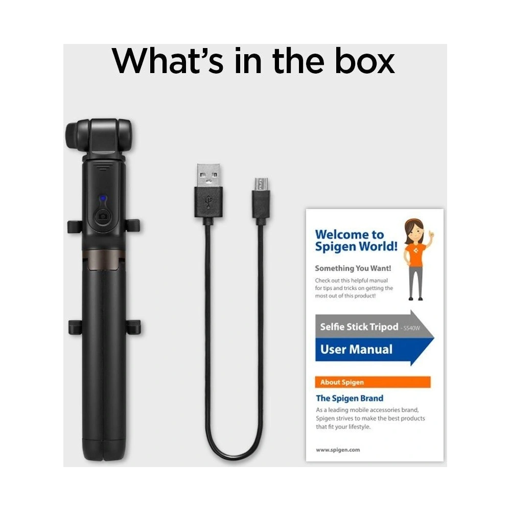 Hurtownia GSM - Spigen S540W Bezdrátový selfie stick stativ černý - SPN732BLK - {ean13} - Hurt