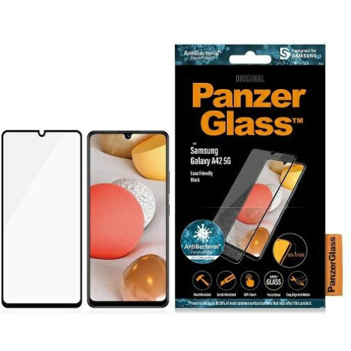 Hurtownia PanzerGlass - 5711724872501 - PZG235 - Szkło hartowane PanzerGlass E2E Super+ Samsung Galaxy A42 5G Case Friendly AntiBacterial czarny/black - B2B homescreen
