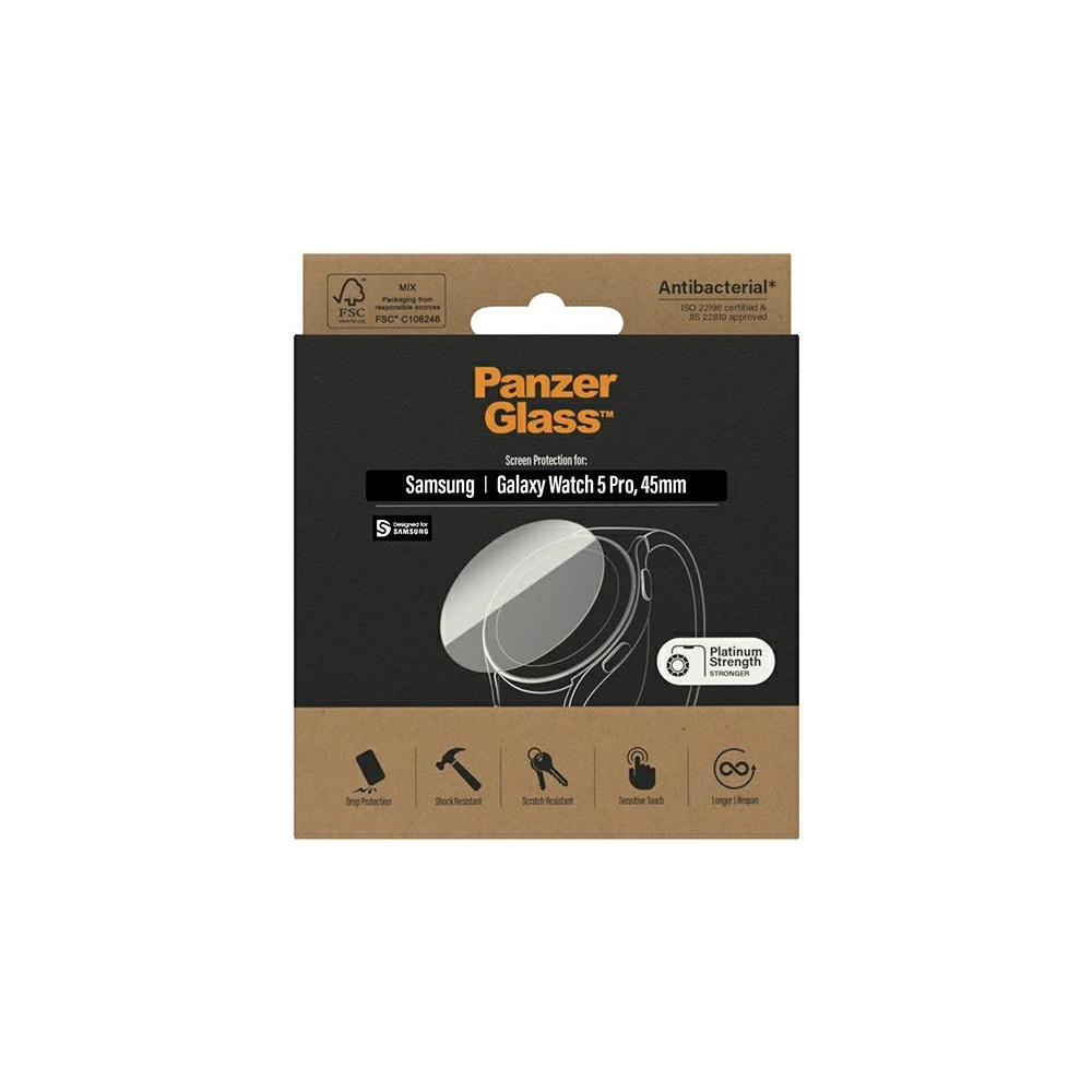 Hurtownia GSM - Tvrzené sklo PanzerGlass Samsung Galaxy Watch Classic 5 Pro 45mm Ochrana obrazovky Antibakteriální 3676 - PZG268 - {ean13} - Hurt