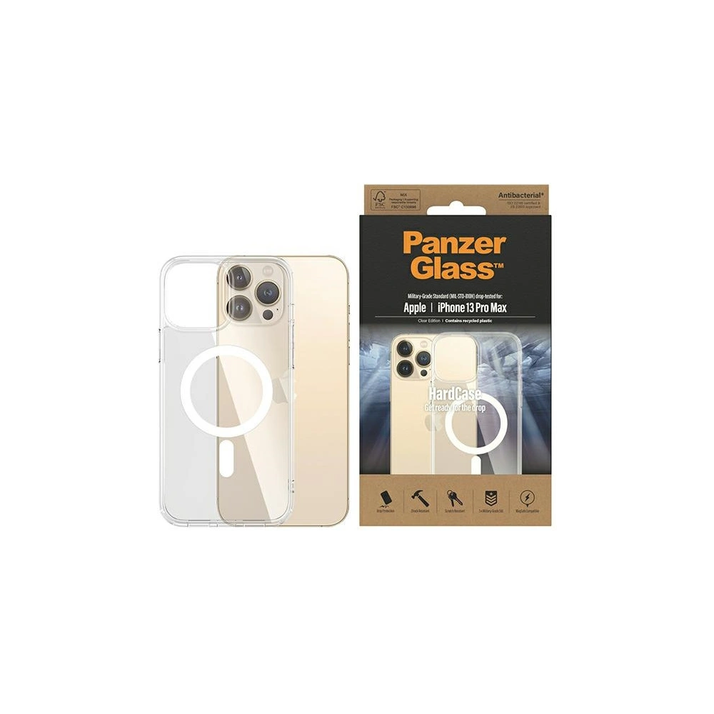 Hurtownia GSM - Etui PanzerGlass HardCase Apple iPhone 13 Pro Max MagSafe Antibacterial vojenské třídy transparentní 0431 - PZG277 - {ean13} - Hurt