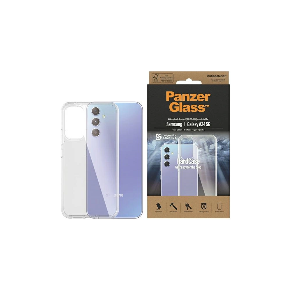 Etui PanzerGlass HardCase Samsung Galaxy A34 5G Antibacterial de grad militar transparent 0444