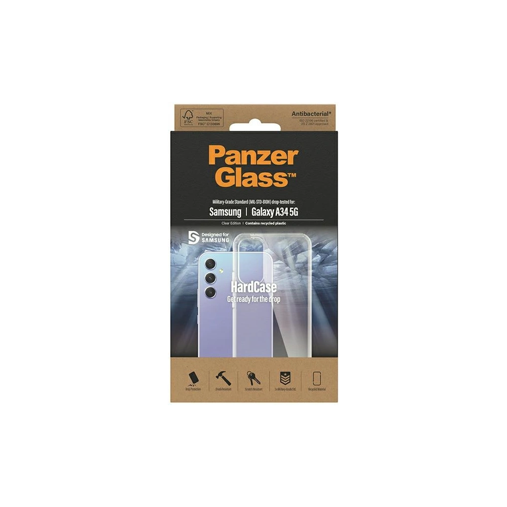 Hurtownia GSM - Etui PanzerGlass HardCase Samsung Galaxy A34 5G Antibakteriální vojenské kvality průhledné 0444 - PZG287 - {ean13} - Hurt