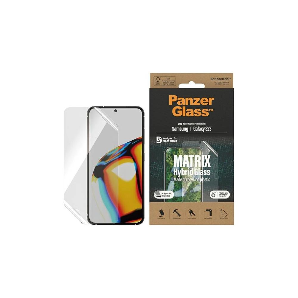 Hurtownia GSM - Hybridní sklo PanzerGlass Matrix Samsung Galaxy S23 Ochrana obrazovky 7318 s pozicionérem - PZG294 - {ean13} - Hurt