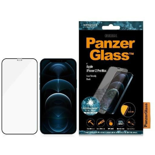 Hurtownia PanzerGlass - 5711724827129 - PZG302 - Szkło hartowane PanzerGlass Pro E2E Super+ Apple iPhone 12 Pro Max Case Friendly AntiBacterial Microfracture czarny/black - B2B homescreen