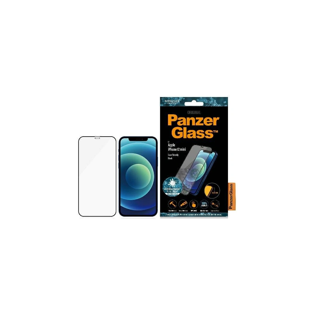 Hurtownia GSM - Hartglas PanzerGlass Pro E2E Super+ Apple iPhone 12 mini Case Friendly Antibakteriell Mikrofraktur schwarz/black - PZG304 - {ean13} - Hurt