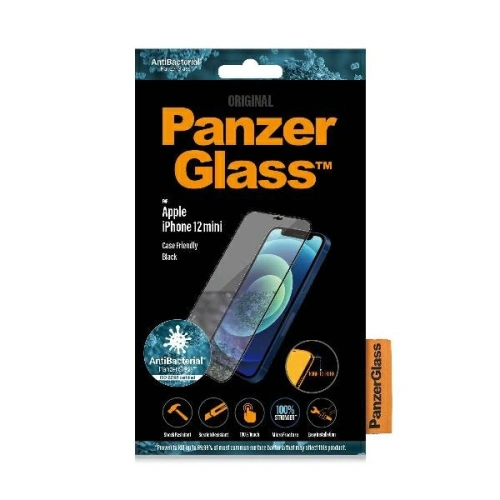 Szkło hartowane PanzerGlass Pro E2E Super+ Apple iPhone 12 mini Case Friendly AntiBacterial MicroFracture czarny/black