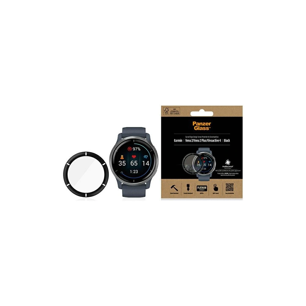 Hurtownia GSM - Gehärtetes Glas PanzerGlass SmartWatch Garmin Venu 2/Venu 2 Plus/Vivoactive 4 schwarz/black 3652 - PZG313 - {ean13} - Hurt