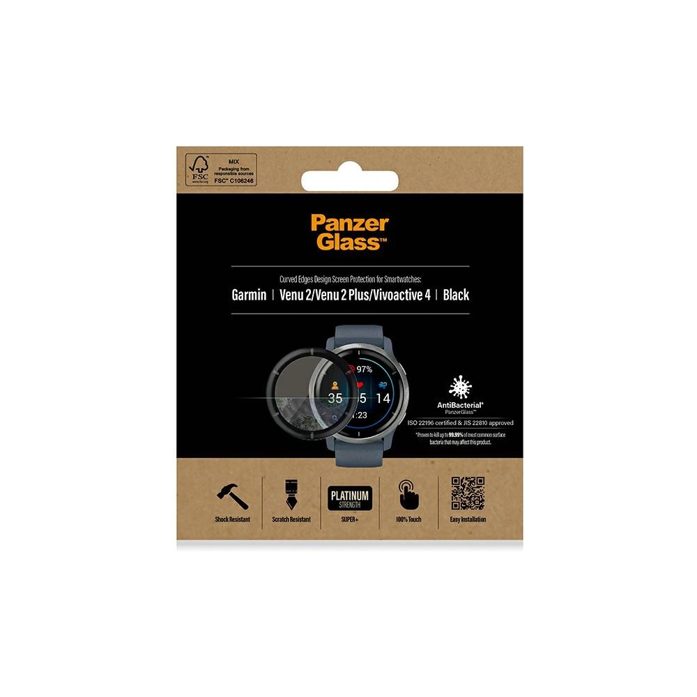 Hurtownia GSM - Sticlă securizată PanzerGlass SmartWatch Garmin Venu 2/Venu 2 Plus/Vivoactive 4 negru/black 3652 - PZG313 - {ean13} - Hurt