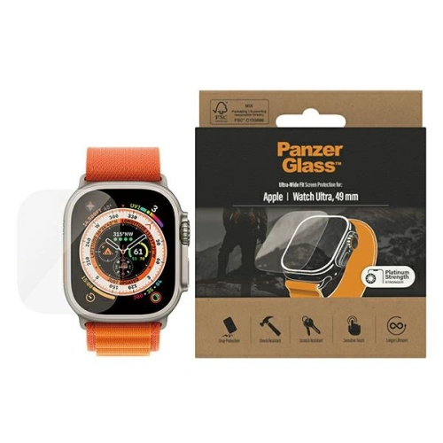 Szkło hartowane PanzerGlass Ultra-Wide Fit Apple Watch Ultra 49mm Screen Protection Platinium Strength 3680