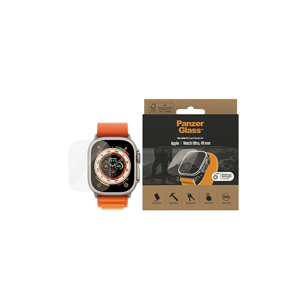 Hurtownia GSM - Sticlă securizată PanzerGlass Ultra-Wide Fit Apple Watch Ultra 49mm Protecție Ecran Platinium Strength 3680 - PZG336 - {ean13} - Hurt