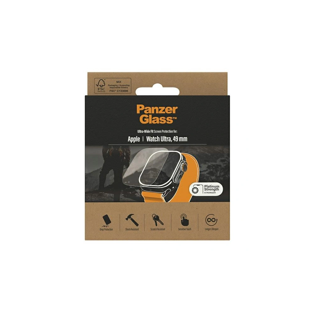 Wholesale Tempered Glass PanzerGlass Ultra-Wide Fit Apple Watch Ultra 49mm Screen Protection Platinium Strength 3680 - PZG336 - {ean13} - Hurt