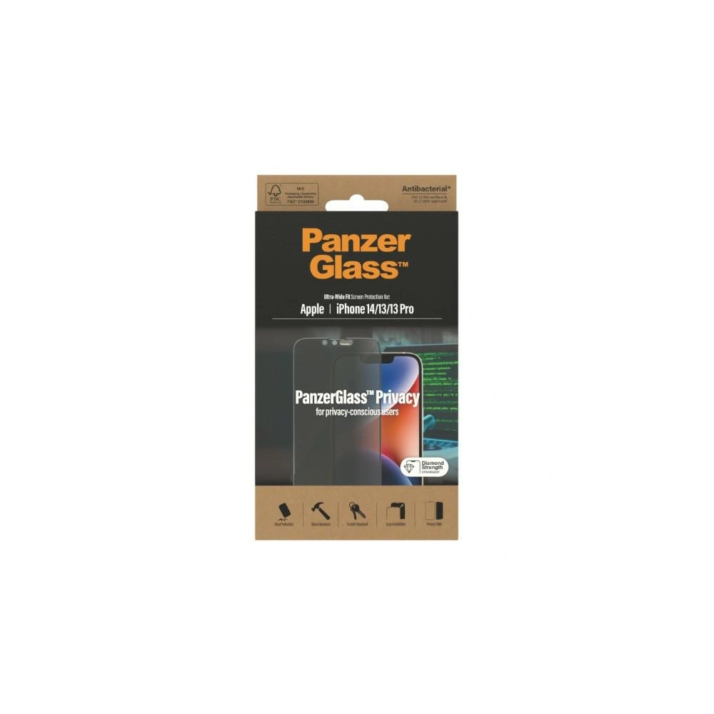 Wholesale PanzerGlass Ultra-Wide Fit Apple iPhone 14/13/13 Pro Privacy Screen Protection Antibacterial P2771 - PZG339 - {ean13} - Hurt