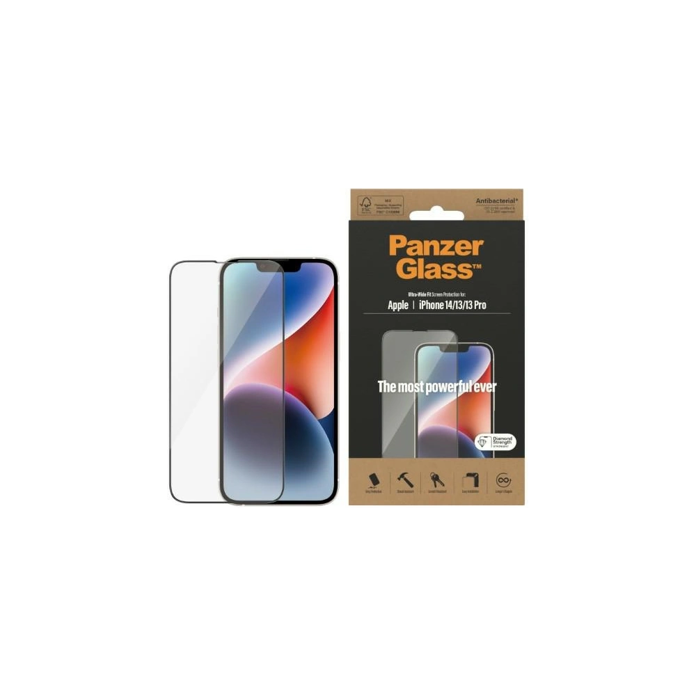 Wholesale PanzerGlass Ultra-Wide Fit Apple iPhone 14/13/13 Pro Screen Protection Antibacterial 2771 - PZG340 - {ean13} - Hurt