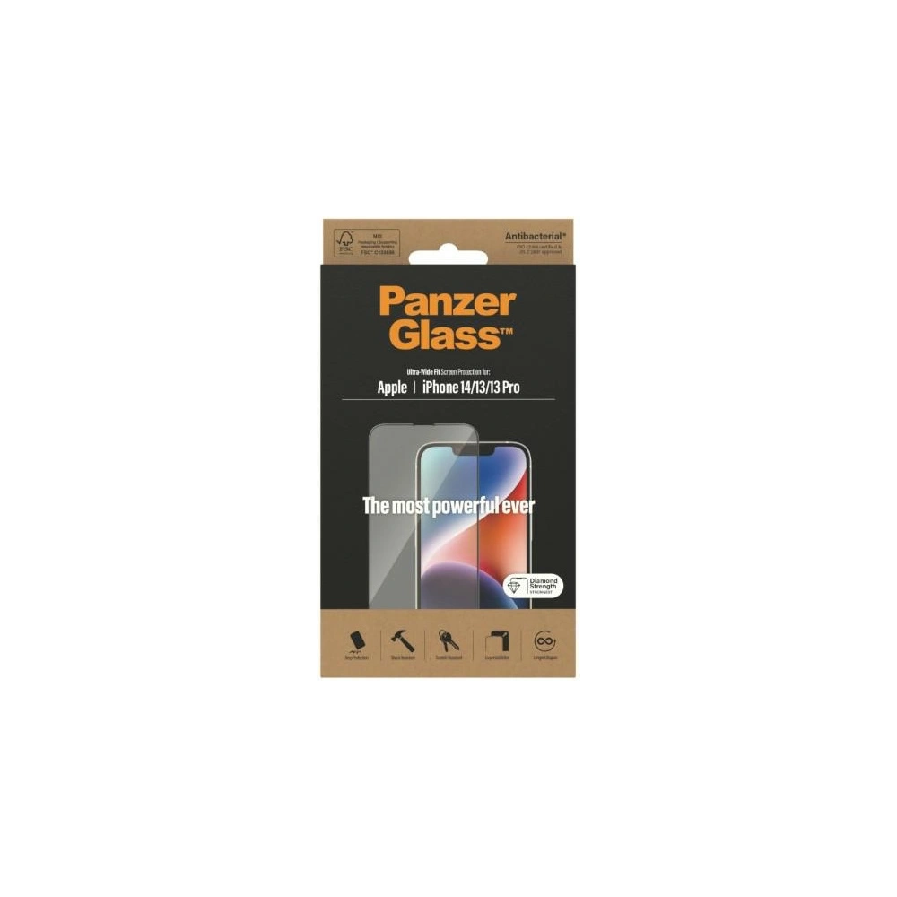 Wholesale PanzerGlass Ultra-Wide Fit Apple iPhone 14/13/13 Pro Screen Protection Antibacterial 2771 - PZG340 - {ean13} - Hurt