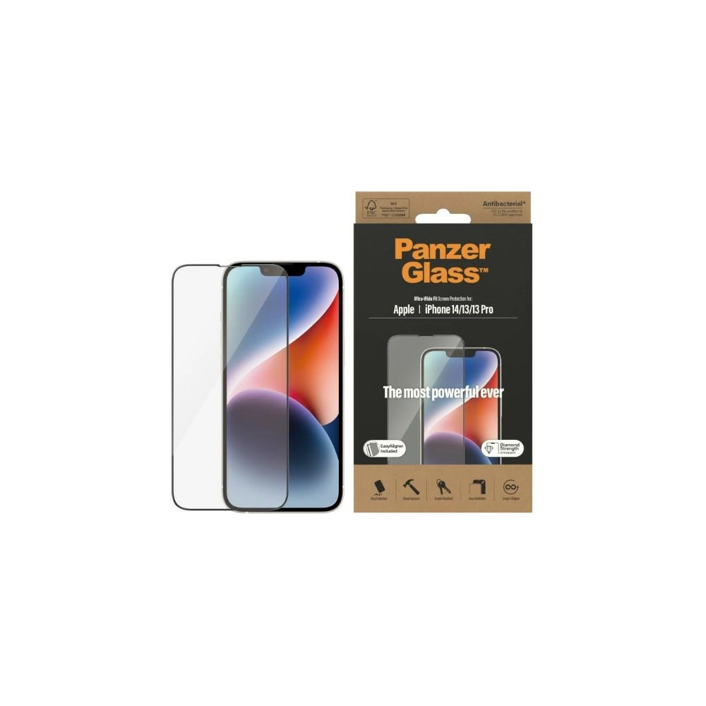 Wholesale PanzerGlass Ultra-Wide Fit Apple iPhone 14/13/13 Pro Screen Protection Antibacterial EasyAligner 2783 - PZG341 - {ean13} - Hurt