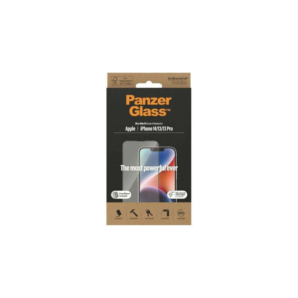 Wholesale PanzerGlass Ultra-Wide Fit Apple iPhone 14/13/13 Pro Screen Protection Antibacterial EasyAligner 2783 - PZG341 - {ean13} - Hurt
