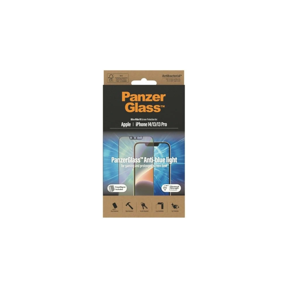 Hurtownia GSM - Szkło hartowane PanzerGlass Ultra-Wide Fit Apple iPhone 14/13/13 Pro Screen Protection Antibacterial Easy Aligner Included Anti-blue light 2791 - PZG342 - {ean13} - Hurt