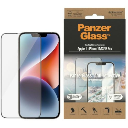 PanzerGlass Distributor - 5711724027871 - PZG343 - PanzerGlass Ultra-Wide Fit Apple iPhone 14/13/13 Pro Screen Protection Anti-reflective Antibacterial EasyAligner 2787 - B2B homescreen