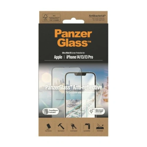 Szkło hartowane PanzerGlass Ultra-Wide Fit Apple iPhone 14/13/13 Pro Screen Protection Anti-reflective Antibacterial Easy Aligner Included 2787