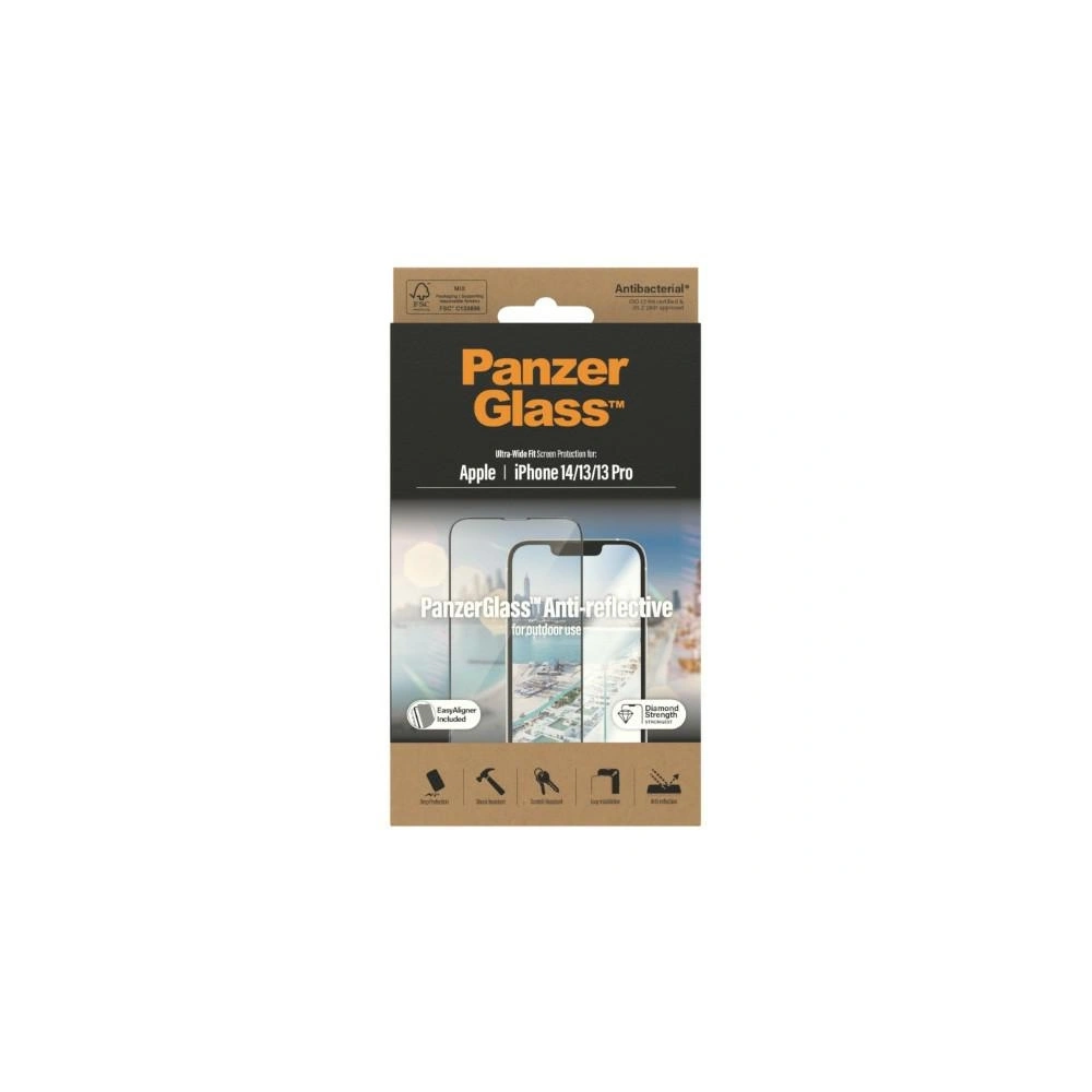 Hurtownia GSM - Szkło hartowane PanzerGlass Ultra-Wide Fit Apple iPhone 14/13/13 Pro Screen Protection Anti-reflective Antibacterial Easy Aligner Included 2787 - PZG343 - {ean13} - Hurt