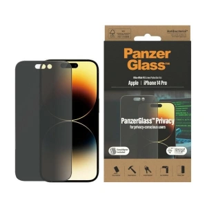 Szkło hartowane PanzerGlass Ultra-Wide Fit Apple iPhone 14 Pro Privacy Screen Protection Antibacterial Easy Aligner Included P2784