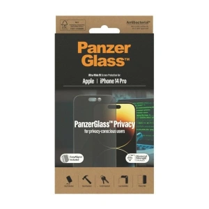 Szkło hartowane PanzerGlass Ultra-Wide Fit Apple iPhone 14 Pro Privacy Screen Protection Antibacterial Easy Aligner Included P2784