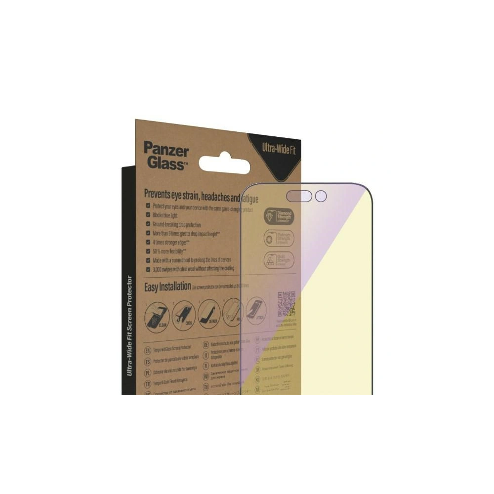 Hurtownia GSM - Sticlă întărită PanzerGlass Ultra-Wide Fit Apple iPhone 14 Pro Protecție pentru Ecran Antibacterian Include Aliniator Ușor Anti-lumină albastră 2792 - PZG348 - {ean13} - Hurt