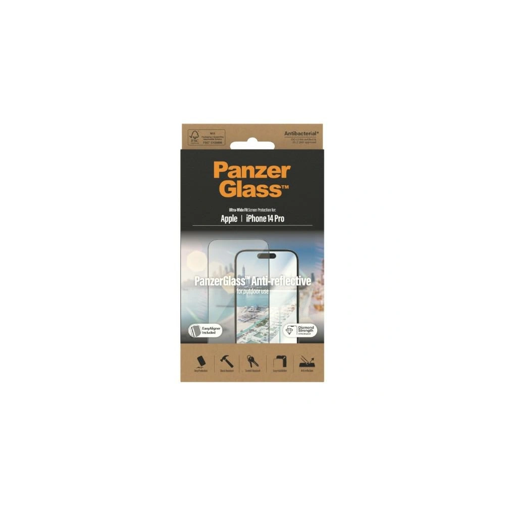 Hurtownia GSM - Gehärtetes Glas PanzerGlass Ultra-Wide Fit Apple iPhone 14 Pro Bildschirmschutz Anti-Reflexion Antibakteriell Einfacher Ausrichter Inklusive 2788 - PZG349 - {ean13} - Hurt