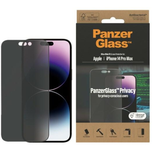 Hurtownia PanzerGlass - 5711724127748 - PZG351 - Szkło hartowane PanzerGlass Ultra-Wide Fit Apple iPhone 14 Pro Max Privacy Screen Protection Antibacterial P2774 - B2B homescreen