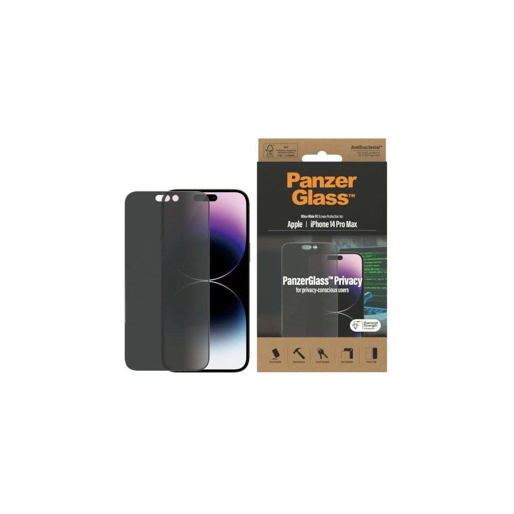 Wholesale PanzerGlass Ultra-Wide Fit Apple iPhone 14 Pro Max Privacy Screen Protection Antibacterial P2774 - PZG351 - {ean13} - Hurt