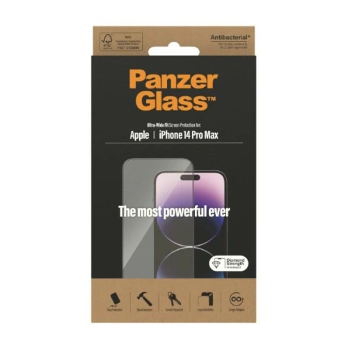 Szkło hartowane PanzerGlass Ultra-Wide Fit Apple iPhone 14 Pro Max Screen Protection Antibacterial 2774
