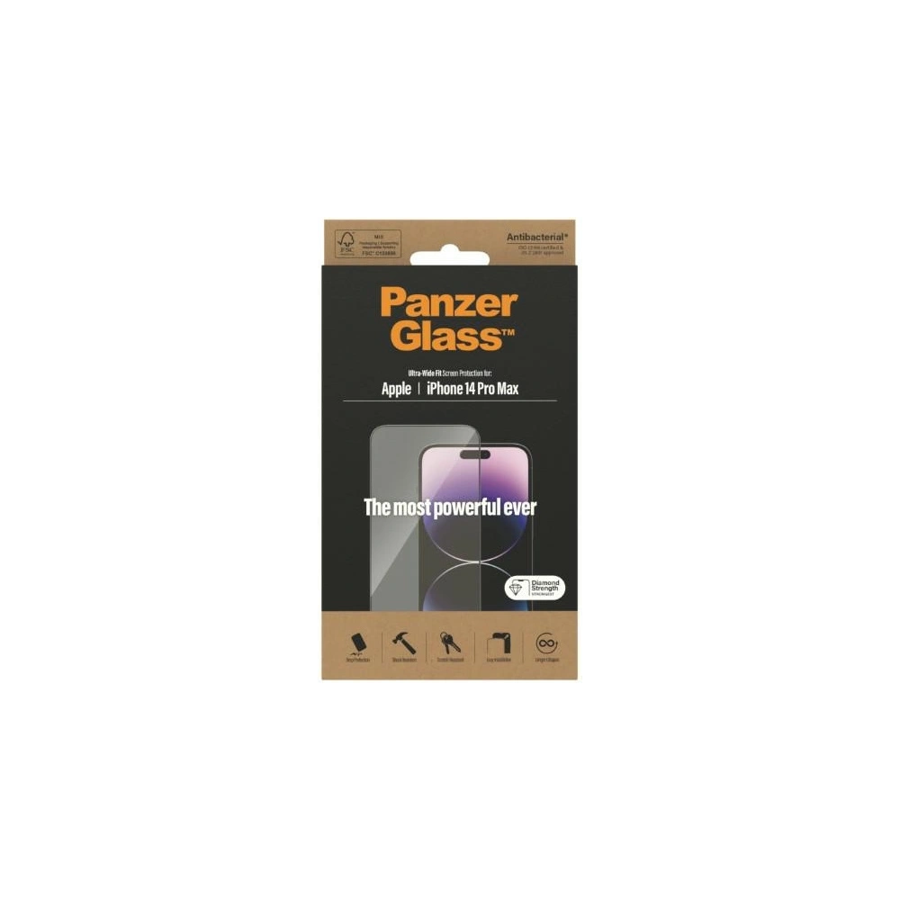 Hurtownia GSM - Szkło hartowane PanzerGlass Ultra-Wide Fit Apple iPhone 14 Pro Max Screen Protection Antibacterial 2774 - PZG352 - {ean13} - Hurt