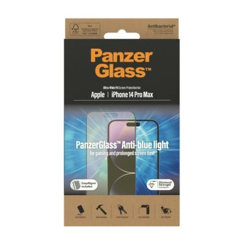 Szkło hartowane PanzerGlass Ultra-Wide Fit Apple iPhone 14 Pro Max Screen Protection Antibacterial Easy Aligner Included Anti-blue light 2794