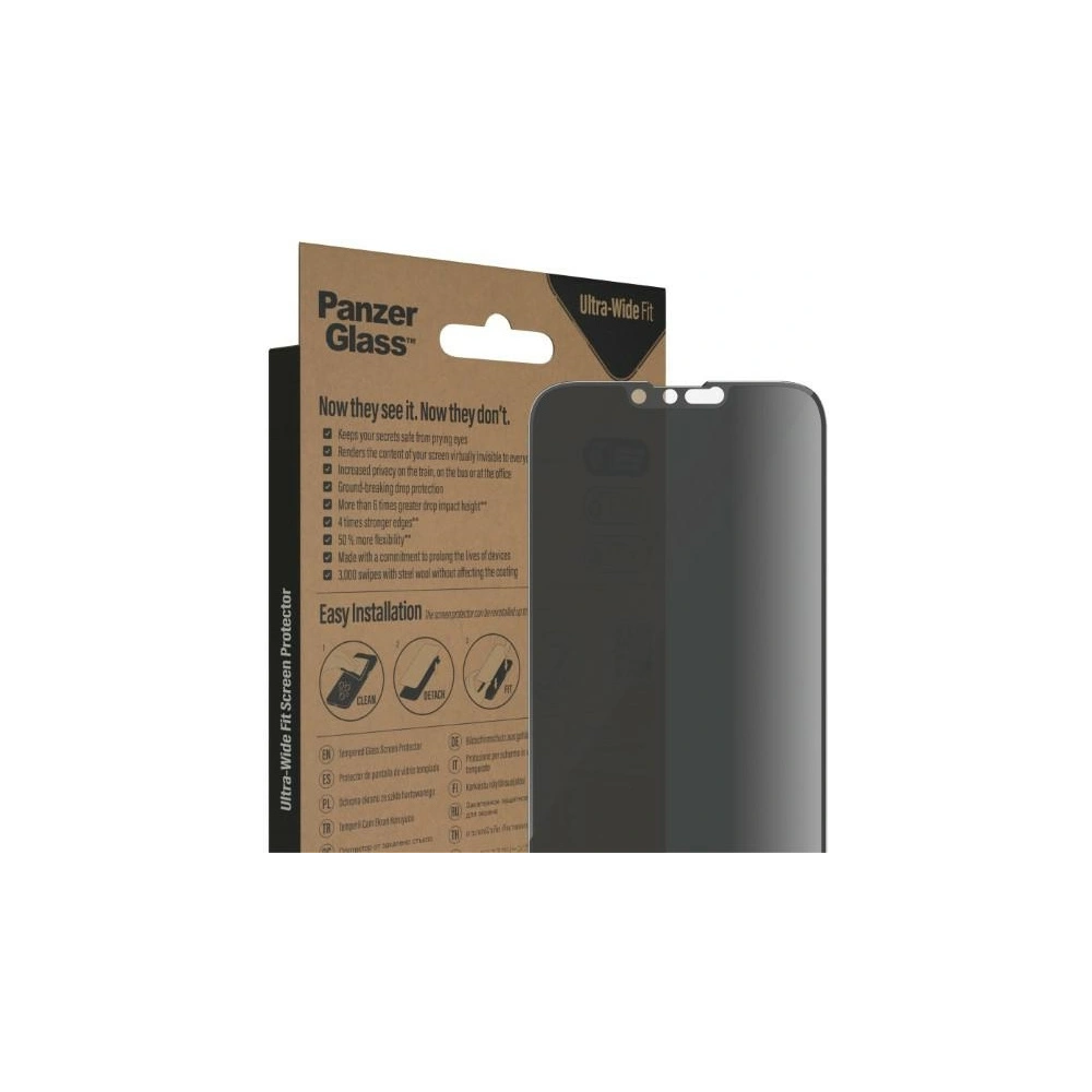Hurtownia GSM - Sticlă securizată PanzerGlass Ultra-Wide Fit Apple iPhone iPhone 14 Plus / 15 Plus Protecție ecran Privacy Antibacterian P2773 - PZG357 - {ean13} - Hurt