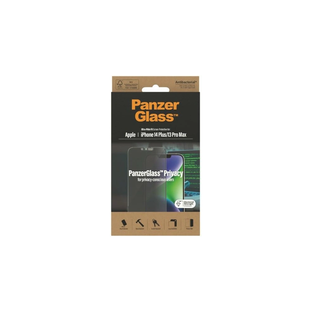Wholesale PanzerGlass Ultra-Wide Fit Apple iPhone 14 Plus / 15 Plus Privacy Screen Protection Antibacterial P2773 - PZG357 - {ean13} - Hurt