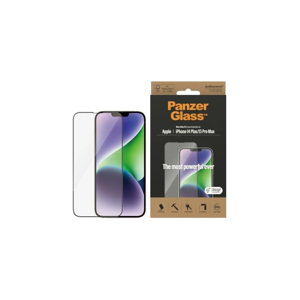 Hurtownia GSM - Sticlă securizată PanzerGlass Ultra-Wide Fit Apple iPhone iPhone 14 Plus / 15 Plus Protecție pentru ecran Antibacteriană 2773 - PZG358 - {ean13} - Hurt