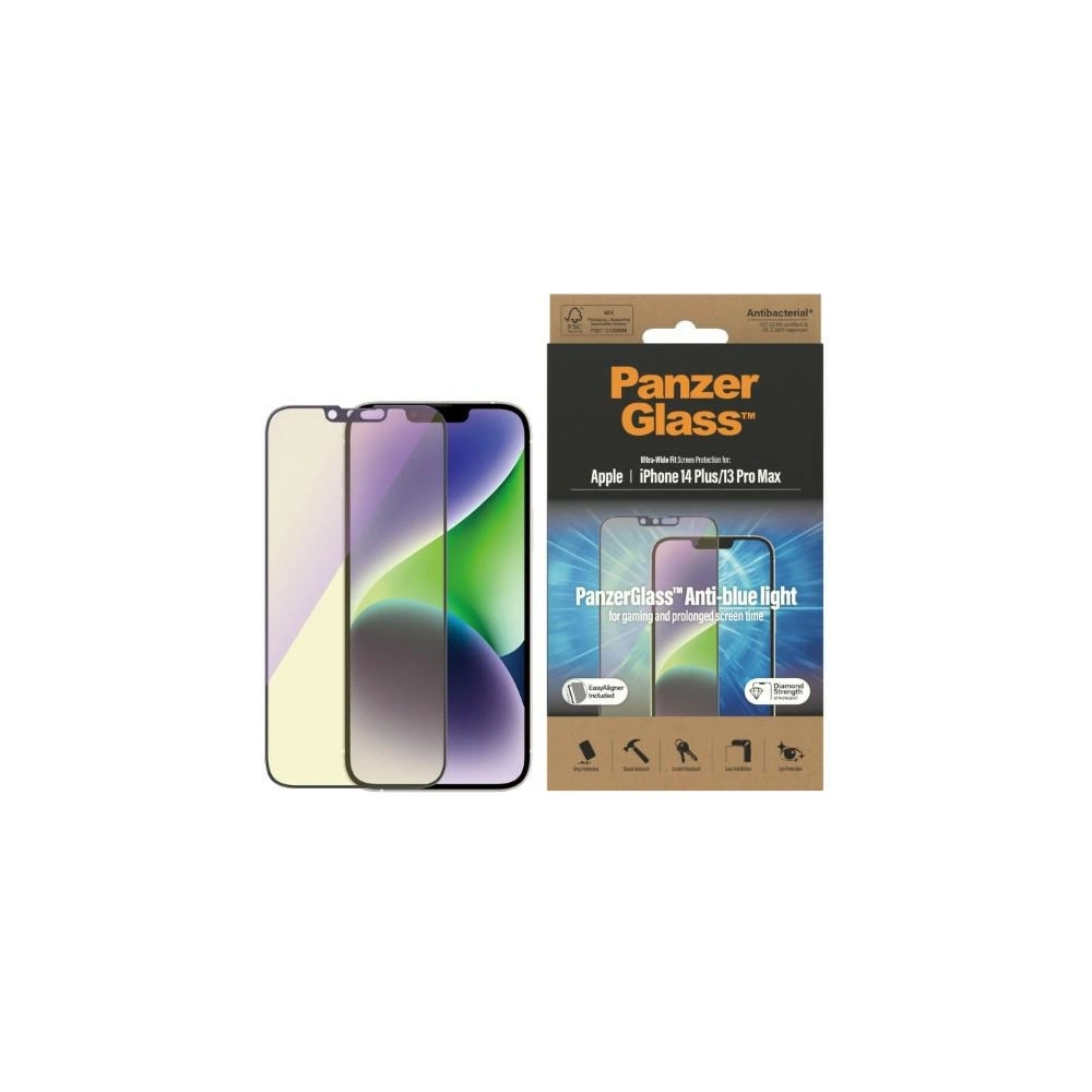 Wholesale PanzerGlass Ultra-Wide Fit Apple iPhone 14 Plus / 15 Plus Screen Protection Antibacterial EasyAligner Anti-blue light 2793 - PZG360 - {ean13} - Hurt