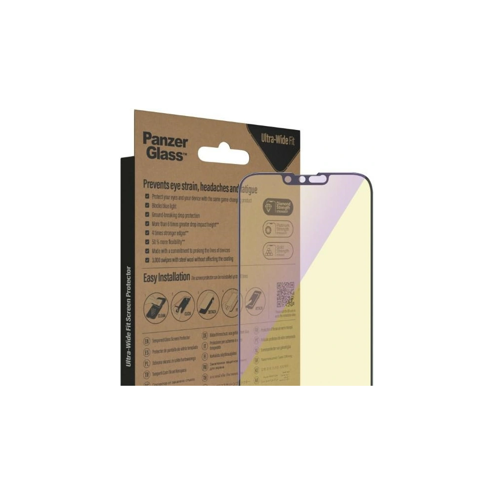 Wholesale PanzerGlass Ultra-Wide Fit Apple iPhone 14 Plus / 15 Plus Screen Protection Antibacterial EasyAligner Anti-blue light 2793 - PZG360 - {ean13} - Hurt