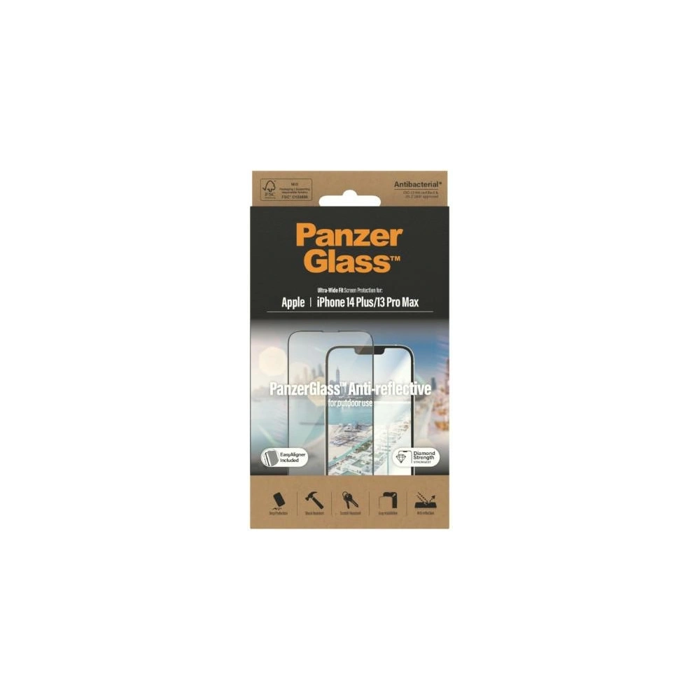 Wholesale PanzerGlass Ultra-Wide Fit Apple iPhone 14 Plus / 15 Plus Screen Protection Anti-reflective Antibacterial EasyAligner 2789 - PZG361 - {ean13} - Hurt