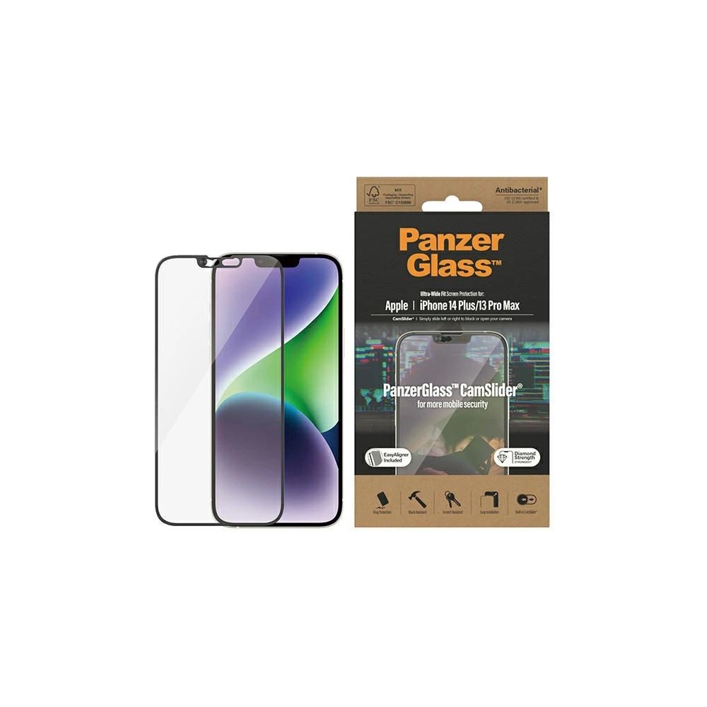 Hurtownia GSM - Szkło hartowane PanzerGlass Ultra-Wide Fit Apple iPhone iPhone 14 Plus / 15 Plus Screen Protection CamSlider Antibacterial Easy Aligner Included 2797 - PZG362 - {ean13} - Hurt
