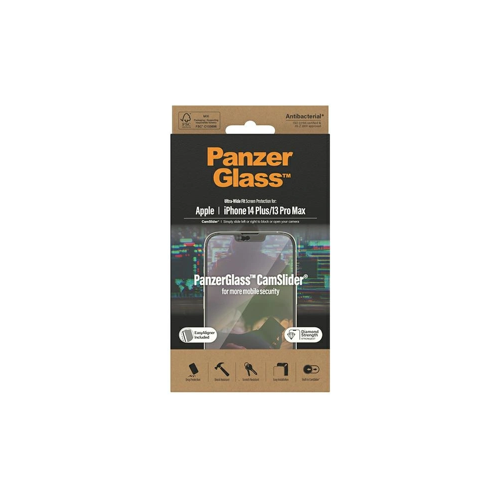 Hurtownia GSM - Szkło hartowane PanzerGlass Ultra-Wide Fit Apple iPhone iPhone 14 Plus / 15 Plus Screen Protection CamSlider Antibacterial Easy Aligner Included 2797 - PZG362 - {ean13} - Hurt