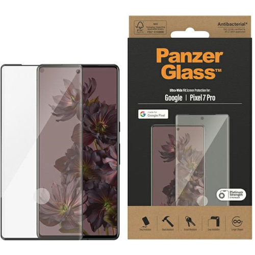 PanzerGlass Distributor - 5711724047732 - PZG364 - PanzerGlass Ultra-Wide Fit Google Pixel 7 Pro Screen Protection Antibacterial black 4773 - B2B homescreen