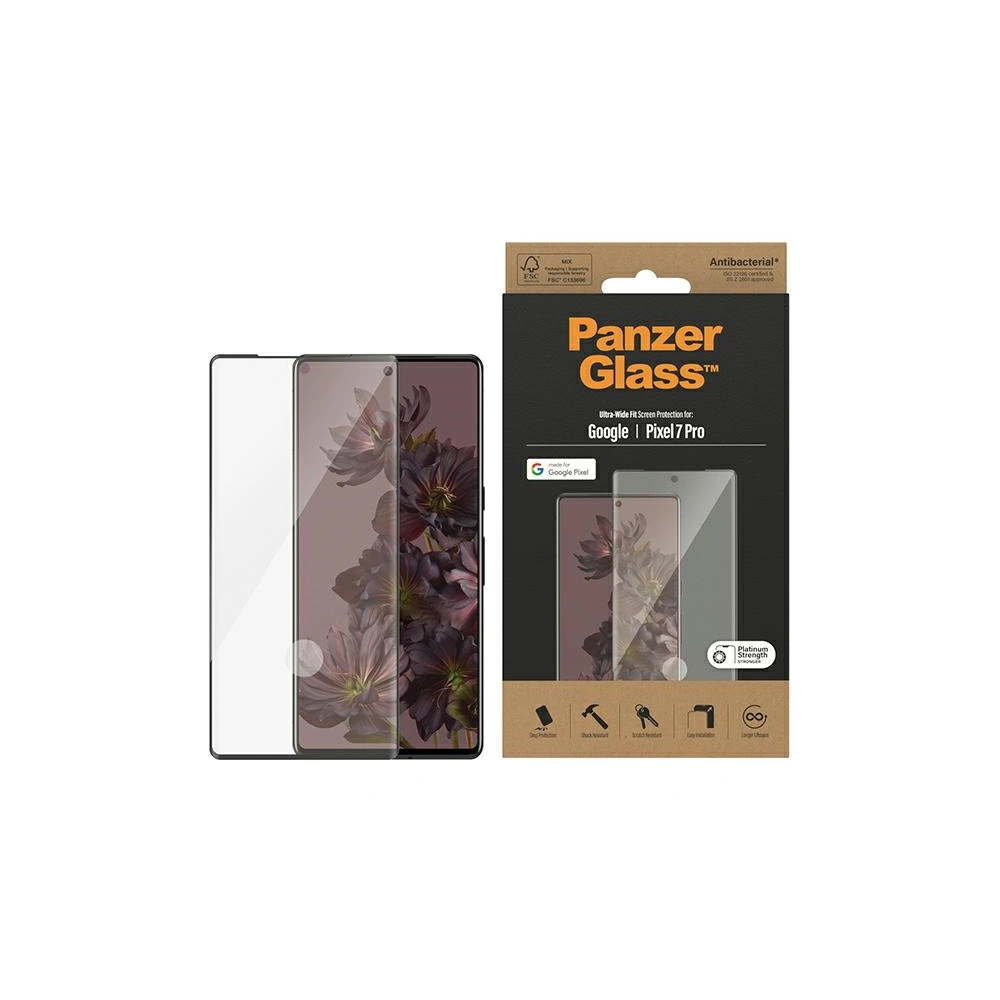 Hurtownia GSM - Sticlă securizată PanzerGlass Ultra-Wide Fit Google Pixel 7 Pro Protecție pentru ecran Antibacteriană negru/black 4773 - PZG364 - {ean13} - Hurt