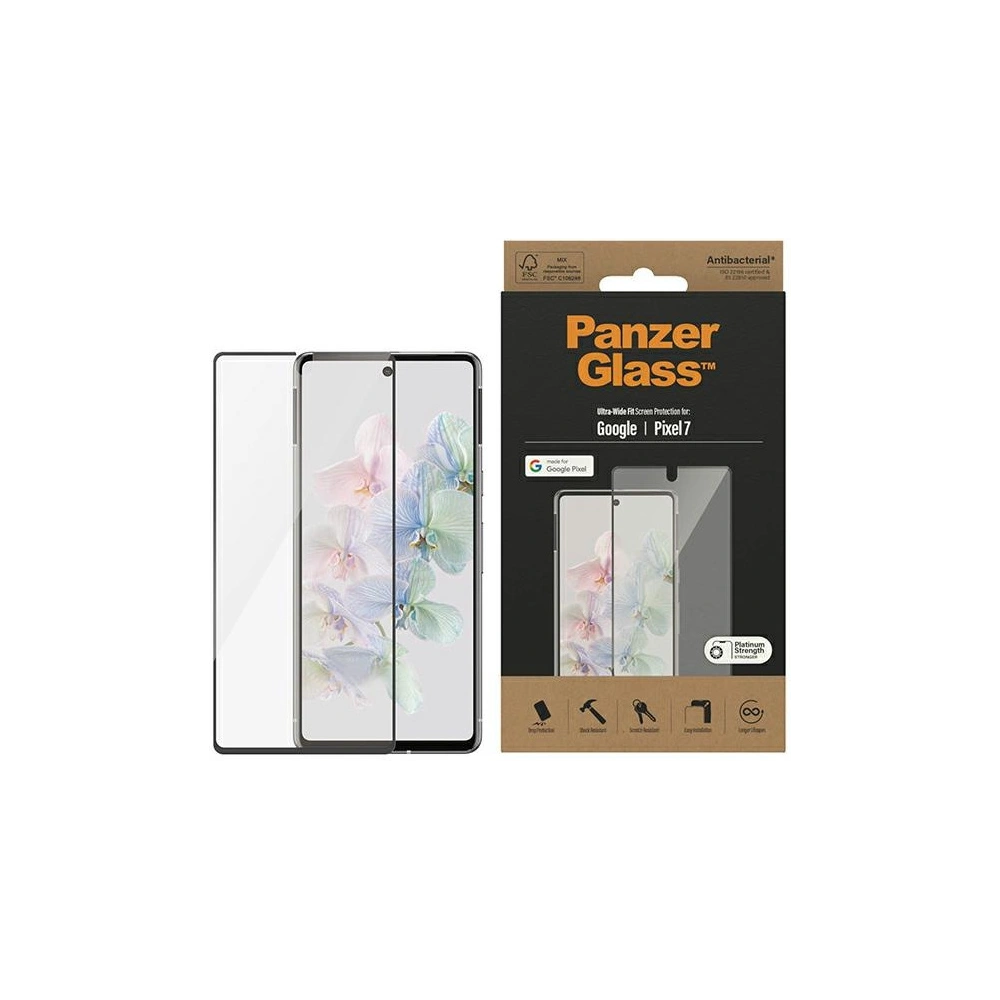 Hurtownia GSM - Sticlă temperată PanzerGlass Ultra-Wide Fit Google Pixel 7 Protecție pentru ecran Antibacterian negru/black 4772 - PZG365 - {ean13} - Hurt