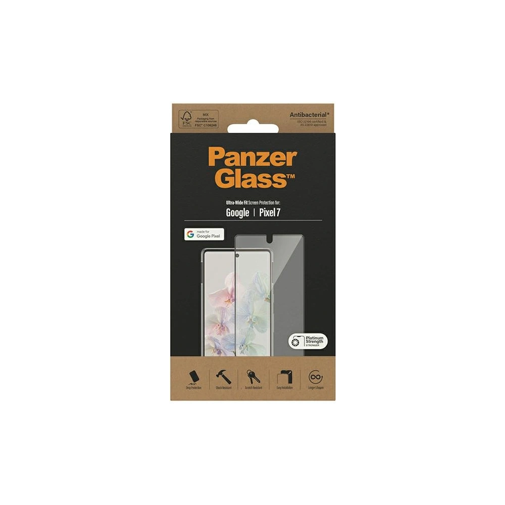 Hurtownia GSM - Sticlă temperată PanzerGlass Ultra-Wide Fit Google Pixel 7 Protecție pentru ecran Antibacterian negru/black 4772 - PZG365 - {ean13} - Hurt