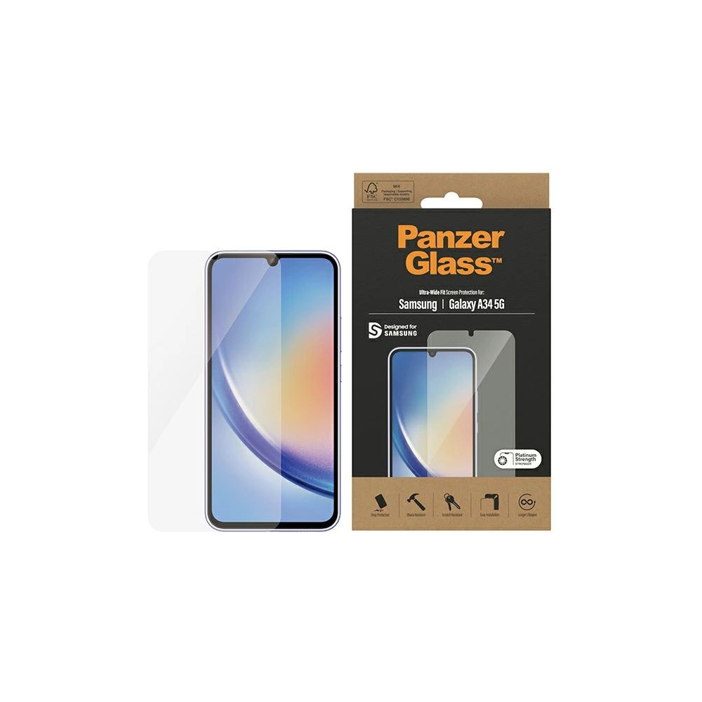 Hurtownia GSM - Tvrzené sklo PanzerGlass Ultra-Wide Fit Samsung Galaxy A34 5G Ochrana displeje 7327 - PZG367 - {ean13} - Hurt