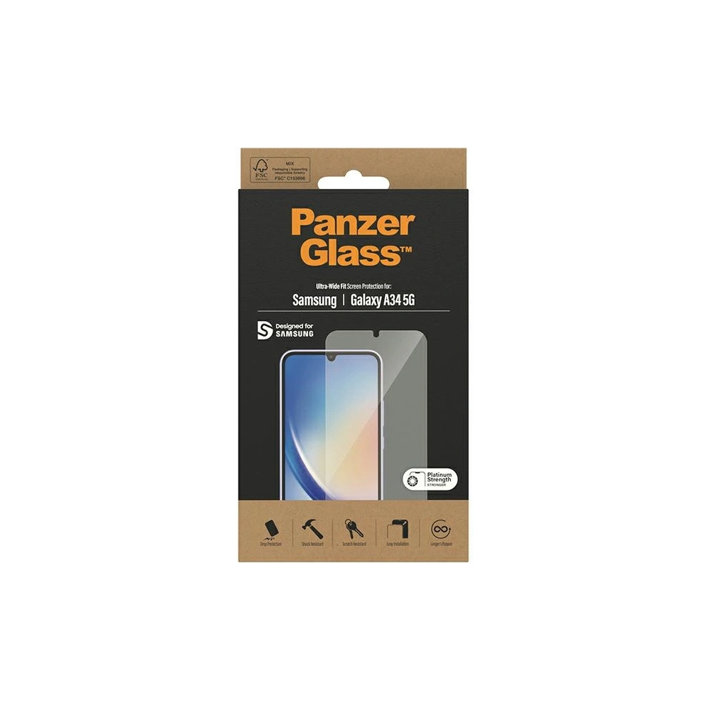 Hurtownia GSM - Tvrzené sklo PanzerGlass Ultra-Wide Fit Samsung Galaxy A34 5G Ochrana displeje 7327 - PZG367 - {ean13} - Hurt