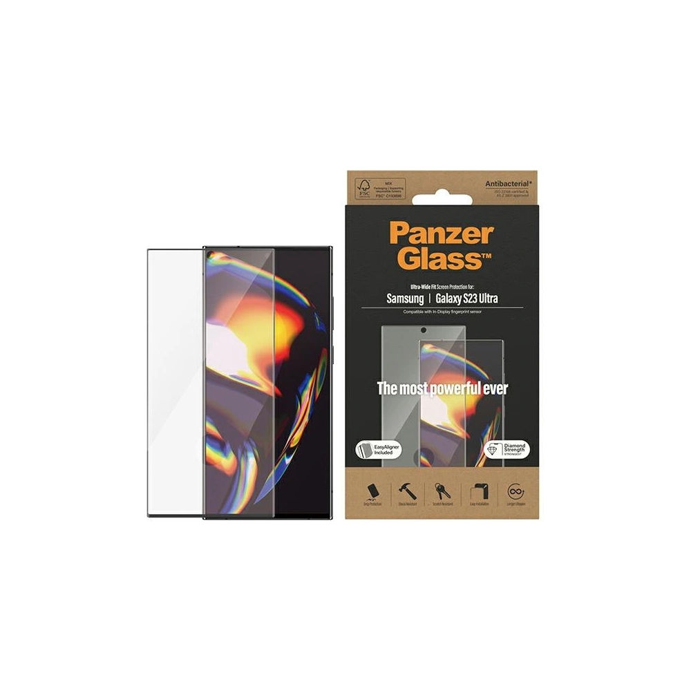 Hurtownia GSM - Sticlă securizată PanzerGlass Ultra-Wide Fit Samsung Galaxy S23 Ultra Protecție pentru ecran 7317 cu aplicator - PZG371 - {ean13} - Hurt