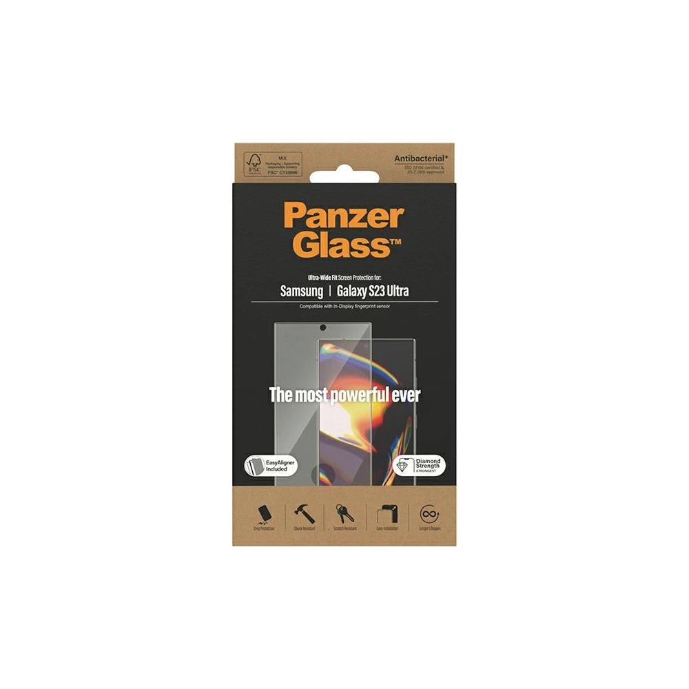 Hurtownia GSM - Sticlă securizată PanzerGlass Ultra-Wide Fit Samsung Galaxy S23 Ultra Protecție pentru ecran 7317 cu aplicator - PZG371 - {ean13} - Hurt