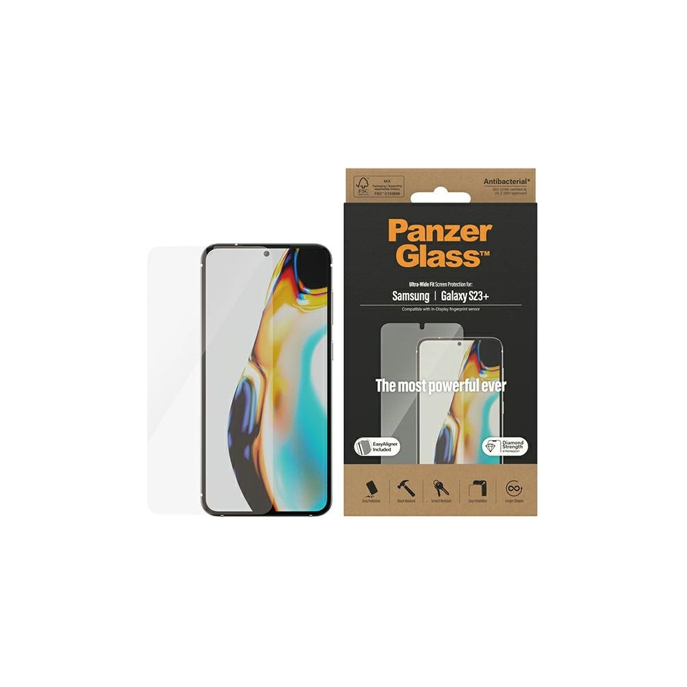Hurtownia GSM - Sticlă temperată PanzerGlass Ultra-Wide Fit Samsung Galaxy S23+ Plus Protecție ecran 7316 cu aplicator - PZG373 - {ean13} - Hurt